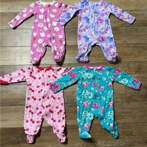 Baby Girl Footie Pajamas Bundle | 0-3M | Wonder Nation